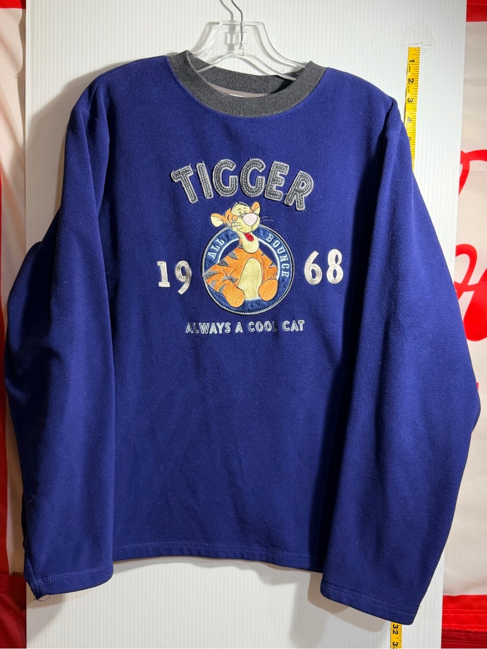 Disney Tigger Crewneck Sweater in Royal Blue with Gray Trim